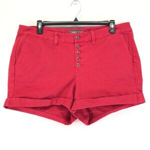 Torrid Button Fly Cuffed Shorts Women's Plus Size 20 Red Stretch Denim Summer